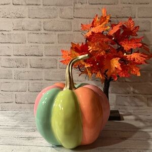 GHOULISH 12” Resin Multicolored Pumpkin Halloween Decor